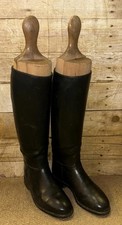 Vintage Long Black English Leather Riding Boots & Trees - UK Size 5 By Davies