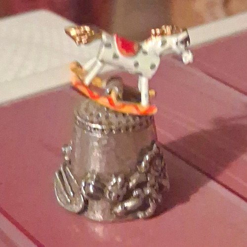 Pewter sewing thimble with - sewing,