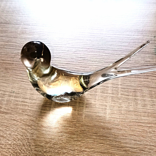 Glass bird figurine - glass,