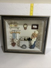 VTG Arister Gifts Kitchen Pig Chef Food Cart   Shadow Box Wall Hanging # 880556