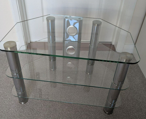 Clear glass television table - television,