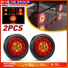 2x12V Round LED Round Rear Tail Lights Indicator Stop Trailer Caravan Truck Lamp