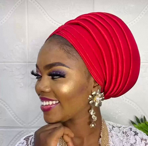 Women red turban head wrap - red,