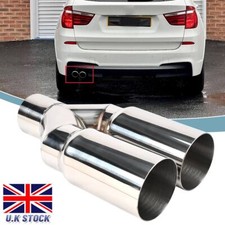 3" Twin Straight Cut Tailpipe Tip Euro Look Stainless Steel Exhaust System
