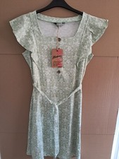 Mantaray Pale green yellow ivory floral cotton jersey dress. UK 14. New with tag