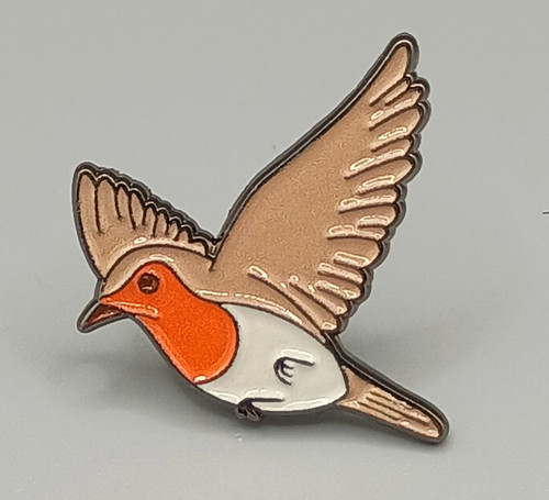 Flying robin pin badge - flying,