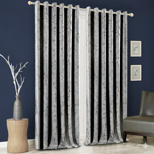 Crushed velvet curtains pair - curtains,