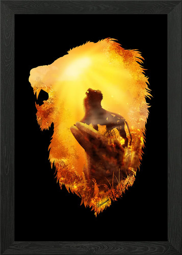 Fiery lion framed wall - framed,