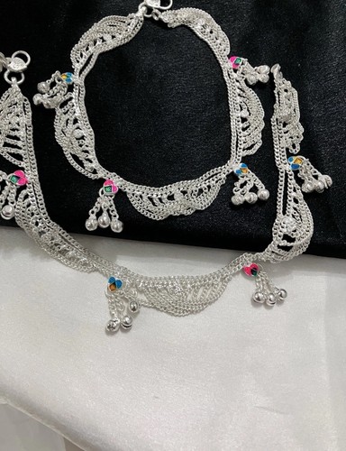 Silver tone payal - silver,