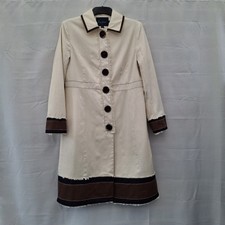 Boden Coat UK 14 Cream Brown Cotton Stripe Very Good Condition
