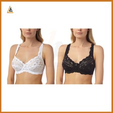 LACE FULL CUP NON-PADDED SUPPORT UNDERWIRED BRA, BLACK & WHITE, SIZE 34-44, B-DD
