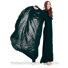 Vuokko VTG 1970s Black Wool Voile Designer Gown w/ Full Circle Cape Dress Sz 38