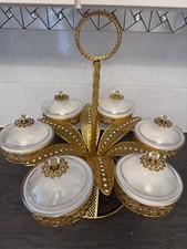 Gold Dry  Fruit Holder Tray 6x Compartments Snacks Serving Bowl Serving Dish