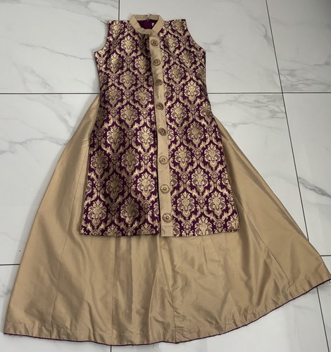 Girls purple gold lehenga - girls,