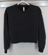 WOMEN'S LULULEMON SZ 2 SOFTSTREME PERFECTLY OVERSIZED CREW SWEATER BLK VGC -B100