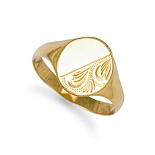 9ct gold oval - oval, engraved