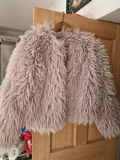 Marks And Spencer M&S Grey Faux Fur Mongolian Tibetan Lamb Fur Coat Jacket Uk16