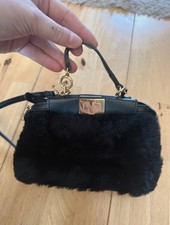Fendi Black Micro Boo shearling Bag