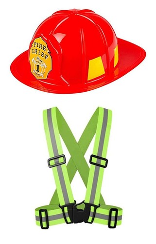 Adults fireman set helmet - (helmet, &
