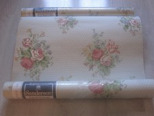 Sanderson Two Rolls Vintage Floral Wallpaper One Roll Open