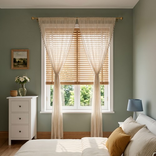2pcs lace curtain - 2pcs, slot