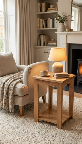 Solid oak side table - solid,