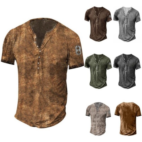 Mens vintage henley button - henley,