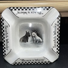 Black & White Scotch Whisky Advertised Ashtray. 13cm Square MADE IN ENGLAND