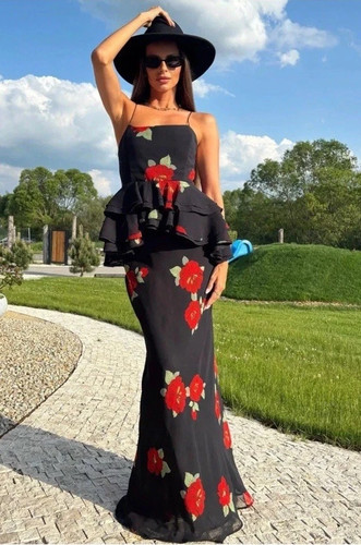 Zara black and red floral