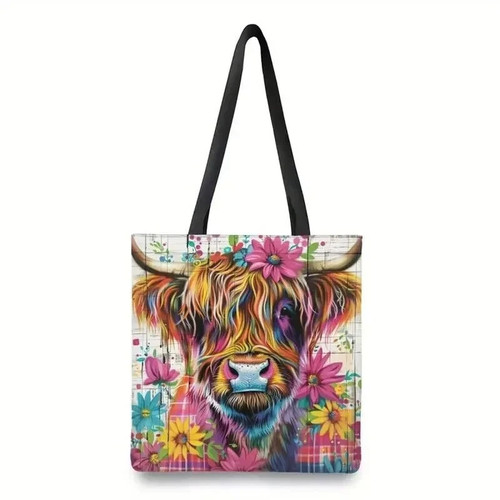Highland cow tote - tote, bag