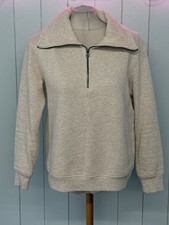 Joules Lizzie Fleece Pullover Jumper Size 10 Ladies Soft Cotton Beige Cream