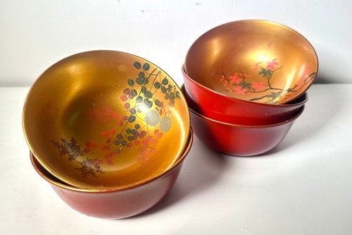 Oriental bowls wooden red - oriental,