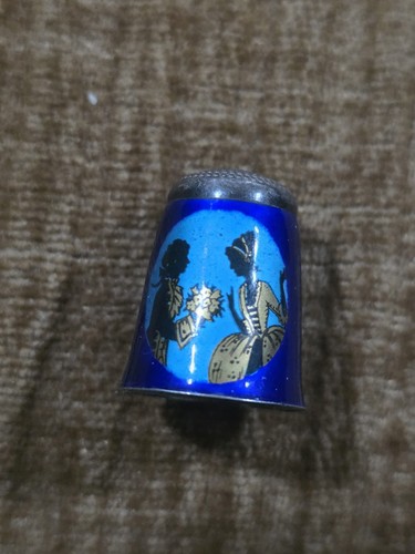 Sterling silver blue guilloche - sterling,
