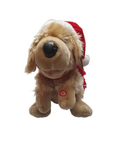 Singing Plush Dog – Christmas Puppy – Santa Hat – Paw Button – Working