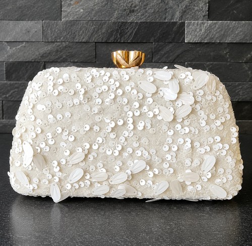 White ladies sequin clutch bag - sequin,