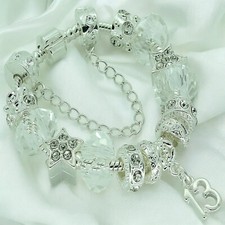 Girls Jewellery Clear Sparkle Stars Bracelet Number Age Charm BIRTHDAY Gifts