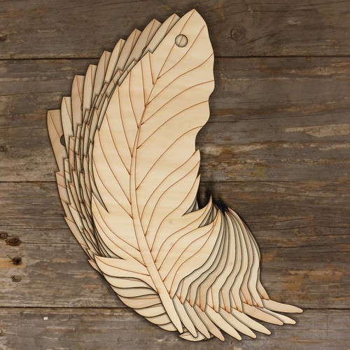 10x wooden bird feathers with - 10x,