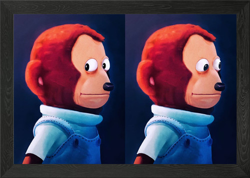 Monkey puppet both framed - both, wall