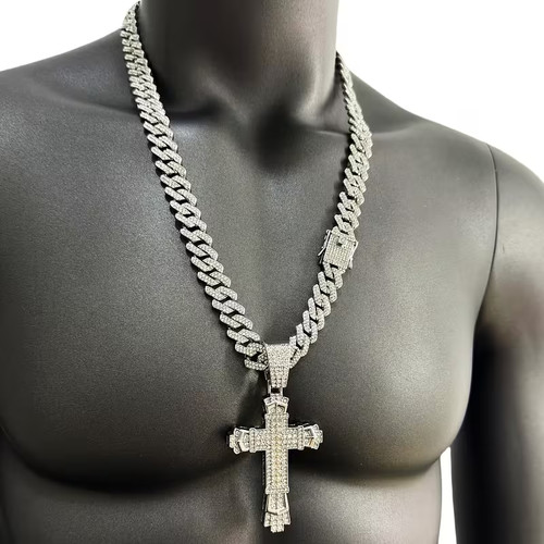 Men bling silver - silver, cuban