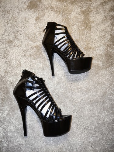 Black platform sandals 6inch - black,
