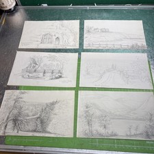 Victorian (1850’s) pencil sketches unknown artist - Buildings/ Landscapes (8C)