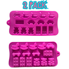 2 Pack Toys Mix Silicone Mold bear Lego bricks horse cars