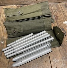 Vintage Military Surplus Half Shelter Pup Tent Pole & Stake Bag Kit Army Green