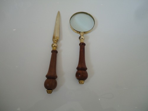 Brass magnifying glass and - brass,