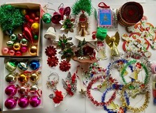 huge lot bundle vintage 1960s 1970s Christmas decorations mercury glass plastic