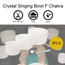 432Hz 8"-12" Set of 3 Chakra Design Quartz Crystal Singing Bowl with Carry Case