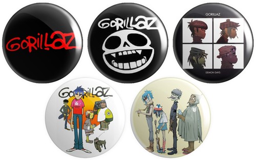 Gorillaz button pin badges - gorillaz,