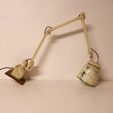 Vintage EDL adjustable 3 arm Cream Machinists Engineers Lamp. Full working order