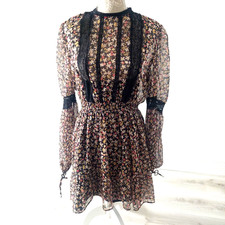 TOPSHOP SIZE 10 DITSY PRINTED CHIFFON DRESS WITH ATTACHED CAMI