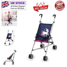 Stable Four-Wheel Doll Stroller with Safety Belt - Perfect for Kids Ages 3+